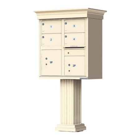 Florence Mfg Co Vital Cluster Box Unit w/Vogue Classic Accessories, 4 Mailboxes & 2 Parcel Lockers, Sandstone 1570-4T5VSDAF